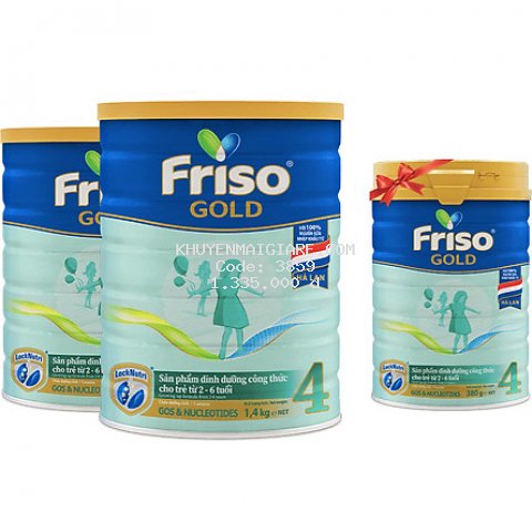 Bộ 2 Hộp Sữa Bột Friso Gold 4 1400g Dành Cho Trẻ Từ 2 - 6 Tuổi + Tặng Lon Sữa Friso Gold 4 380g