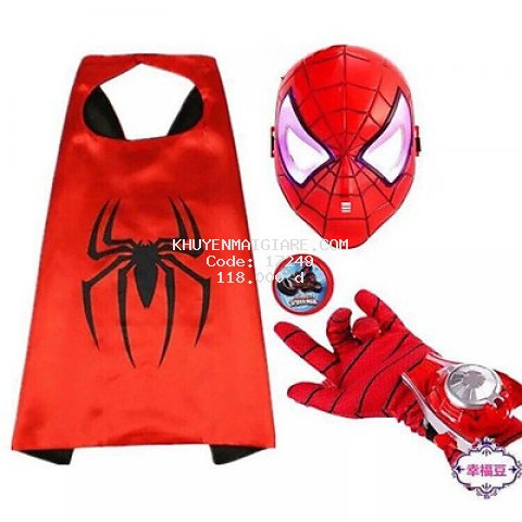 Bộ áo choàng siêu nhân nhện kèm mặt nạ và gang tay cho bé