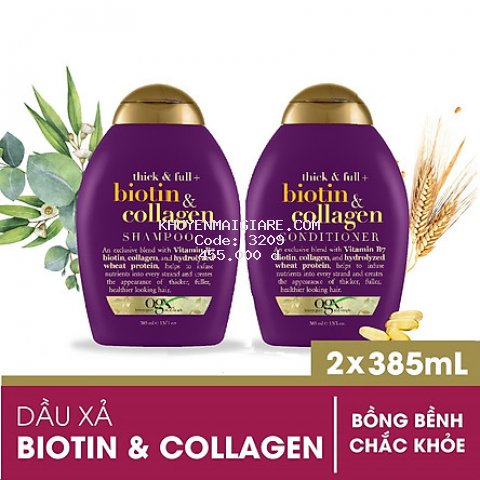 Bộ Đôi Dầu Gội Và Dầu Xả (385ml) Biotin & Collagen OGX Shampoo và Conditioner