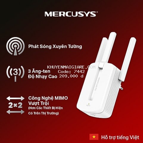 Bộ Kích Sóng Wifi Repeater Mercusys MW300RE 300Mbps - Hàng Chính Hãng