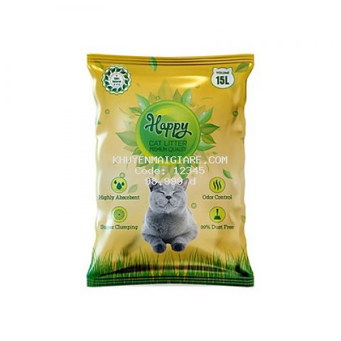 Cát vệ sinh cho mèo Happycat 15L siêu khử mùi kháng khuẩn