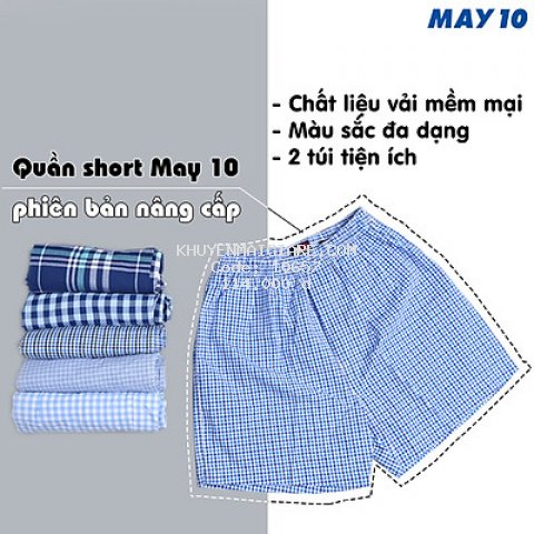 Combo 2 quần đùi nam May 10 phiên bản có túi 2 bên, màu ngẫu nhiên