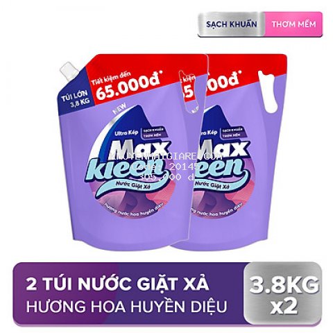 Combo 2 Túi nước giặt xả Maxkleen Hương Huyền Diệu 3.8kg/túi 