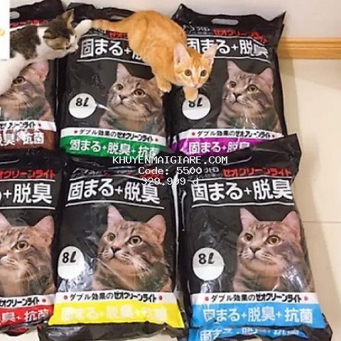 Combo 6 bịch cát vệ sinh cho mèo - Cát Nhật 8 L (Giao mùi ngẫu nhiên)