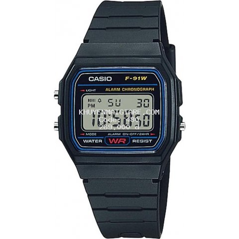 Đồng hồ unisex dây nhựa Casio F-91W-1DG