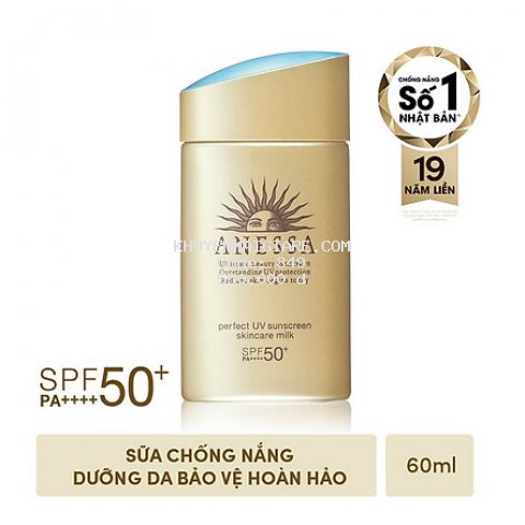 Kem chống nắng dưỡng da dạng sữa bảo vệ hoàn hảo Anessa Perfect UV Sunscreen Skincare Milk SPF 50+ PA++++ 60ml