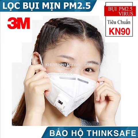 KHẨU TRANG Y TẾ 3M 9001V CÓ VAN, LỌC BỤI MỊN PM2.5
