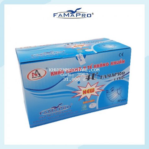 Khẩu trang y tế 4 lớp kháng khuẩn Famapro 4U (50 cái/ hộp )