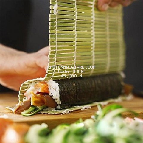 Mành tre cuộn sushi an toàn cho sức khỏe size lớn - Dụng cụ cuốn rong biển, cơm cuộn bằng tre cao cấp, màu xanh lá