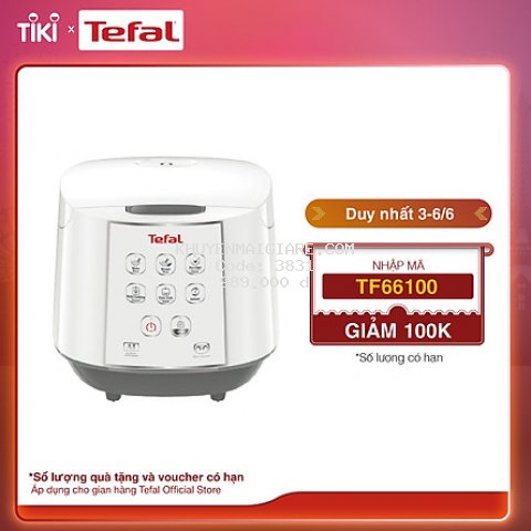 Nồi cơm điện tử Tefal RK733168 - 1.8L 750W - Lòng nồi niêu vân đá cao cấp - Giữ ấm 12 tiếng - Công nghệ Fuzzy Logic - Hàng chính hãng