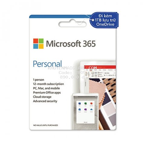 Phần mềm Microsoft 365 Personal English APAC EM Subscr 1YR Medialess P6 (QQ2-00983) - Hàng Chính Hãng