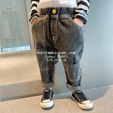  QJ52 Size 90-130 (9-27kg) Quần jean thụng ngố bé trai, k co giãn Thời trang trẻ Em hàng quảng châu
