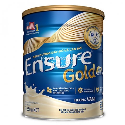 Sữa Bột Abbott Ensure Gold ESLA Dinh Dưỡng Đầy Đủ Và Cân Đối (850g)