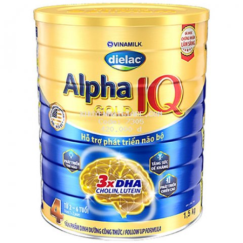 Sữa bột Dielac Alpha Gold IQ Step 4 - Hộp thiếc 1500g (dành cho trẻ 2-6 tuổi)
