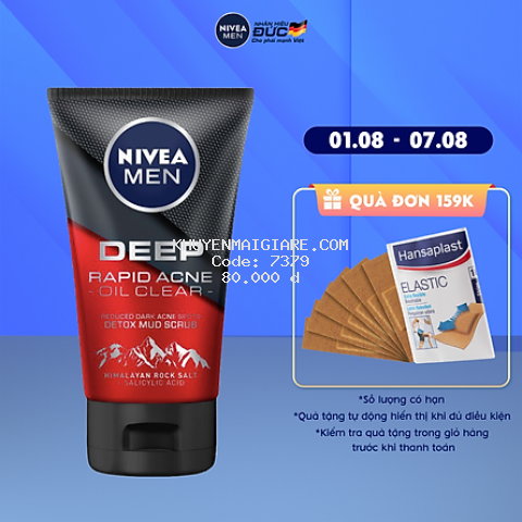 Sữa rửa mặt Ngừa mụn Sạch sâu NIVEA MEN Himalaya Deep Rapid Acne Oil Clear (100g) - 88521