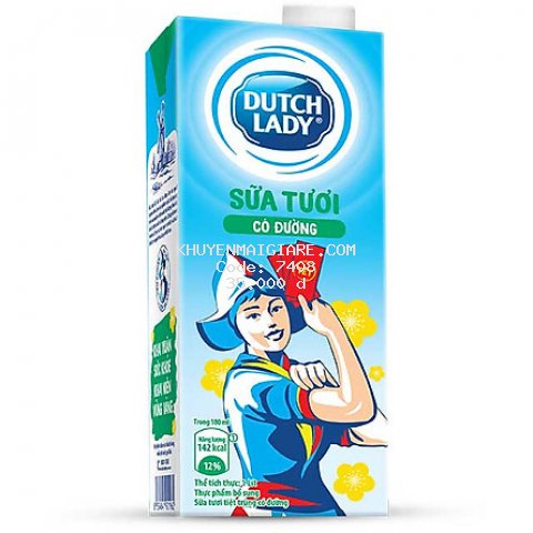 Sữa Uống Tiệt Trùng Dutch Lady Cô Gái Hà Lan Có Đường (1000ml)