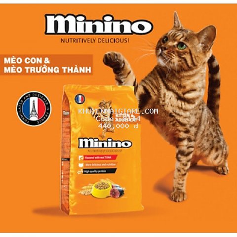 Thức ăn cho mèo Minino Tuna Flavored thùng 7,8kg (6 túi*1,3kg)