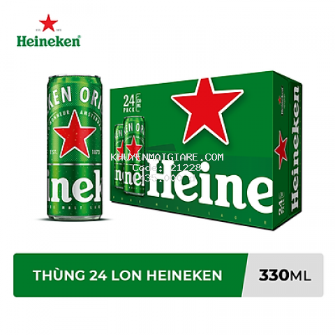 Thùng Bia Heineken 24 Lon Cao Sleek (330ml / Lon)