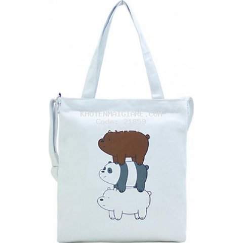 Túi Vải Đeo Chéo Tote Bag Họa Tiết 3 Gấu XinhStore