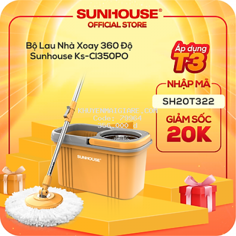 Bộ Lau Nhà Xoay 360 Độ Sunhouse Ks-Cl350PO