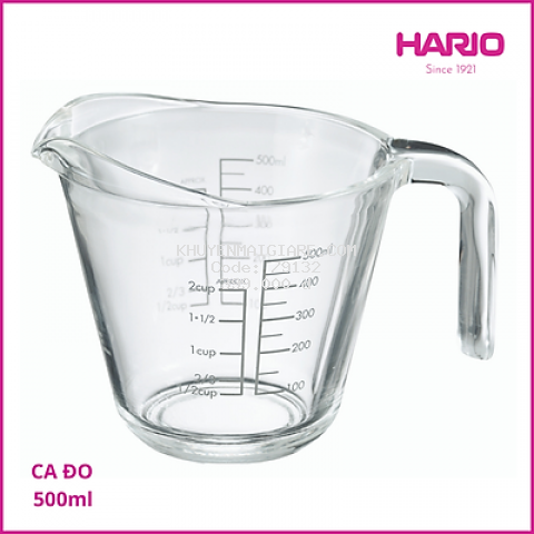 Ca đo lường thủy tinh Hario 500ml