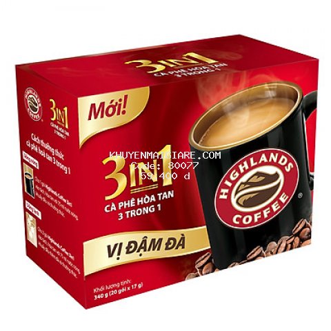 Cà Phê Highlands Coffee 3in1 Hòa Tan (20 Gói x 17g)