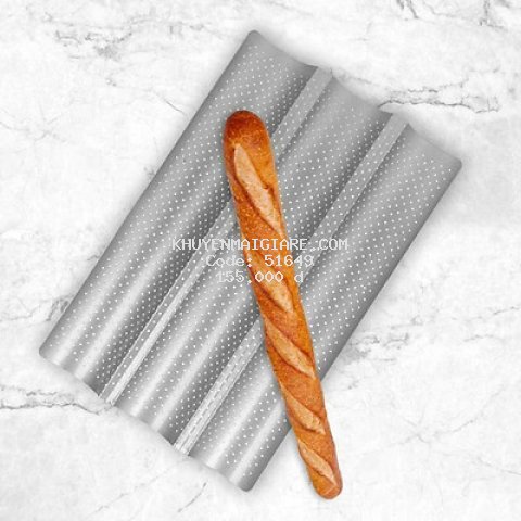 Khay Nướng Bánh Mì Baguette Lượn Sóng 3 Rãnh