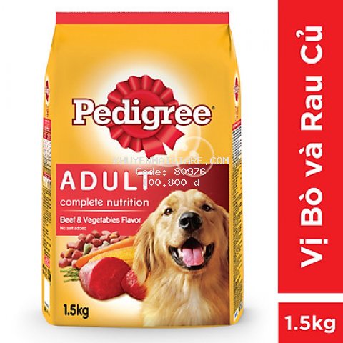 Thức ăn chó Pedigree vị thịt bò & rau củ túi 1.5kg
